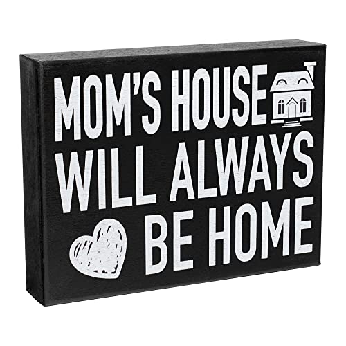 Mom's House Will Always Be Home, 8x16" Wood Decor Sign Gift for Mothers Day