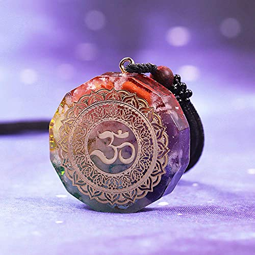 Orgonite Pendant Om Symbol Luminous Chakra Healing Energy Necklace Meditation Jewelry 1.38in