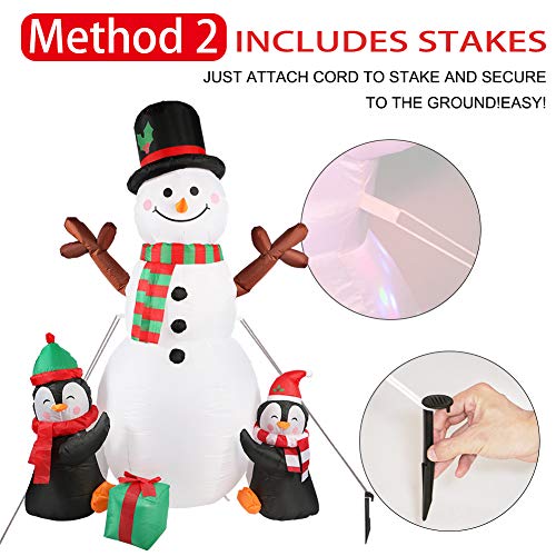 6ft Christmas Inflatables Snowman & Penguin w/ LEDs