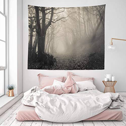 Horror Haunted Forest Tapestry Thick Mysterious Fog Gothic