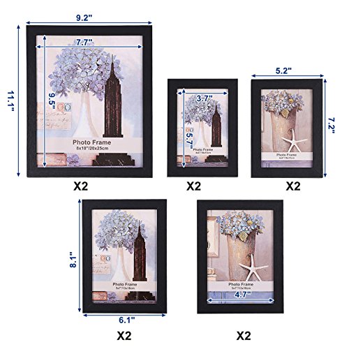 Picture Frames, Set of 10, Two 8 x 10 Inch, Four 5 x 7 Inch, Four 4 x 6 Inch for Home Decor