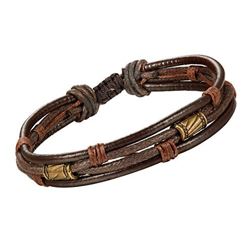 4Pcs Braided Leather Bracelet Cuff Bead Bracelet Set -Unisex