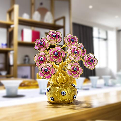 Turkish Evil Eye Flowers Tree / Golden Lucky Bag Ornament Decoration for Good Luck/Wealth