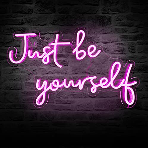 Just Be Yourself Neon Signs for Wall Decor, Powered by USB- Light Pink