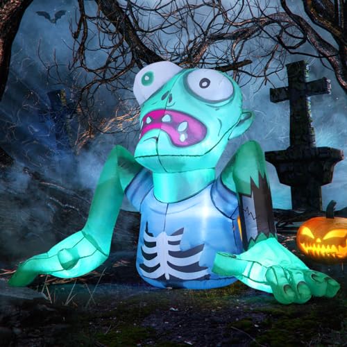 7.5 FT Halloween Inflatables Green Zomb Outdoor Decorations Yard w/ Built-in LEDs