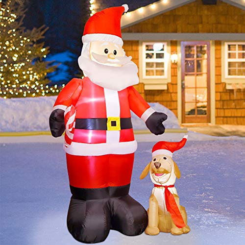 Christmas 7FT Inflatables Lighted Santa Claus w/ Dog