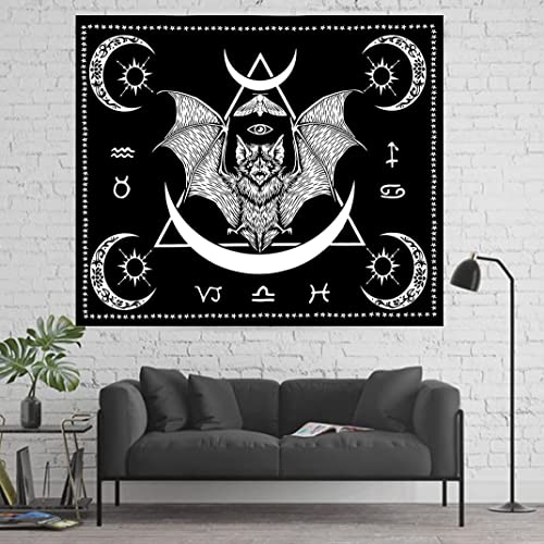 Bat Tapestry Occult Bat Tapestry Bat Wall Hanging Wall Art Black and White Bat Bedroom