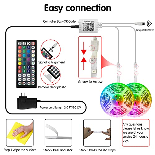 Led Strip Lights  Bluetooth Smart App Control Music Sync Color Changing RGB Led Light Strip with Remote