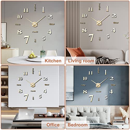 3D DIY Wall Clock Decor Sticker Mirror Frameless