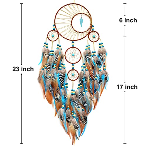 Large Dream Catcher Blue Turquoise Wall Decoration 23"