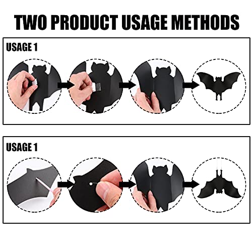 24pcs Halloween Black Large Hanging Bat Decoration Stickers for Halloween Party