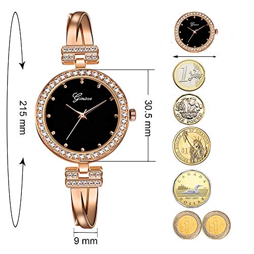 Elegant Rose Gold/Silver Watch & 3 Bracelets Set for Women