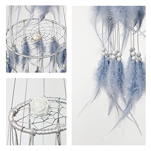 Double Circle Feather Dream Catcher w/ Mobile LED Fairy Lights Wall Ornaments