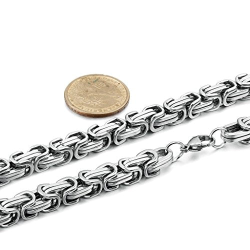 Stainless Steel Male Chain Necklace & Bracelet Jewelry Set, 8mm Wide, 8.5 Inch Bracelet