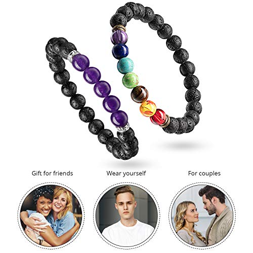 Limited time Holiday Bundle! 16 Pieces Lava Rock Stone Bracelet Chakras Oil Diffuser Bracelet for Women Man