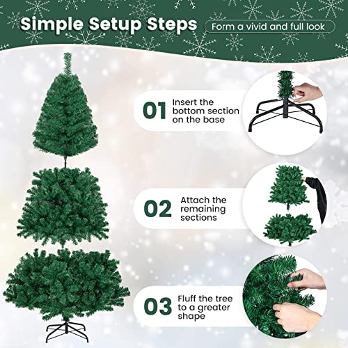 Artificial, Xmas Pine Easy Assembly, Christmas Tree with Solid Metal Legs, Idea for Indoor and Outdoor Holiday