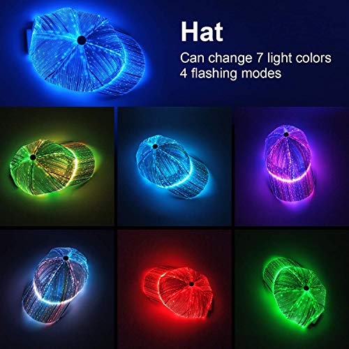 Fiber optic cap LED hat w/ 7 colors luminous glowing