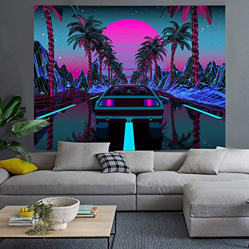 Urban Street Scene -Cars Palm Trees Sunset Tapestry