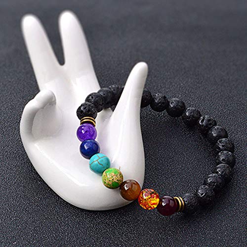 12 PCS Lava Chakra Oil Stone Diffuser Yoga Aromatherapy Essential Natural Stone Bead Bracelet 8MM