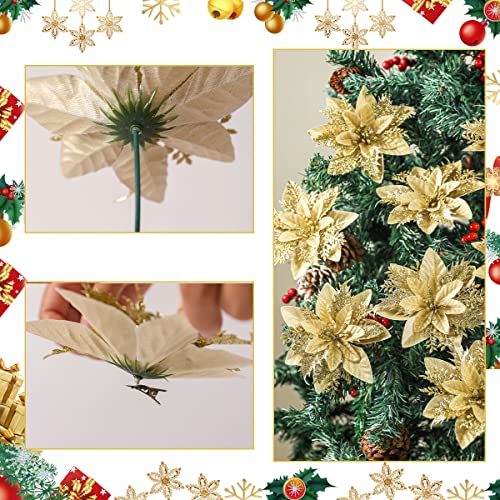 24pcs Poinsettia Artificial Christmas Flowers Decorations - DANNY'S HOME  GOODS