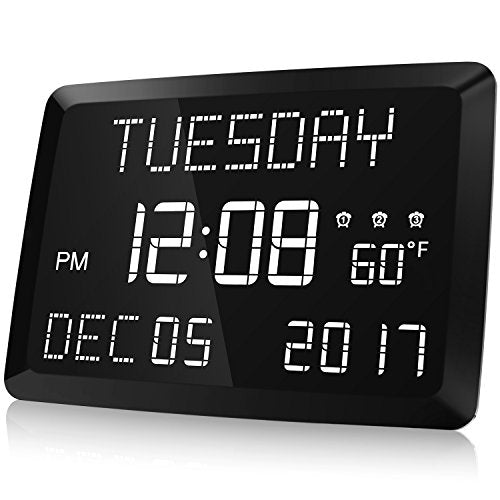 11.5" Large LED Word Display Dimmable Digital Wall & Alarm Clock