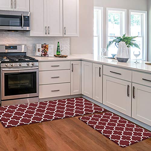 [2 PCS] Cushioned Anti-Fatigue Kitchen Rug, Waterproof Non-Slip