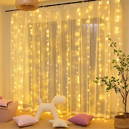 304 LED Curtain String Lights, 9.8 x 9.8 ft, 8 Modes Plug in w/ Remote