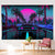 Urban Street Scene -Cars Palm Trees Sunset Tapestry