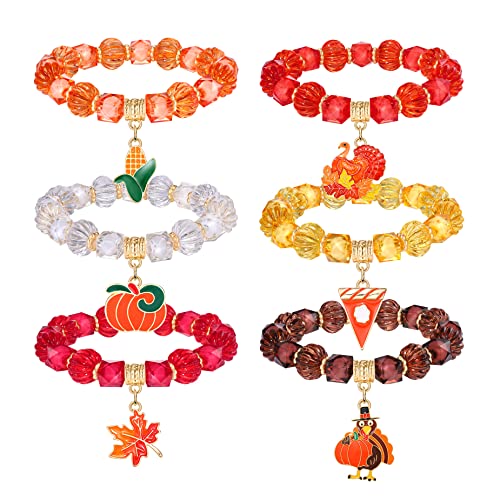 Halloween Beaded Bracelets Pumpkin Spider Ghost Charms Bracelets BOO Stretch Bracelets Holiday Set