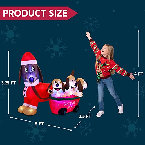 5 FT Christmas Puppy Inflatable with Built-in LEDs