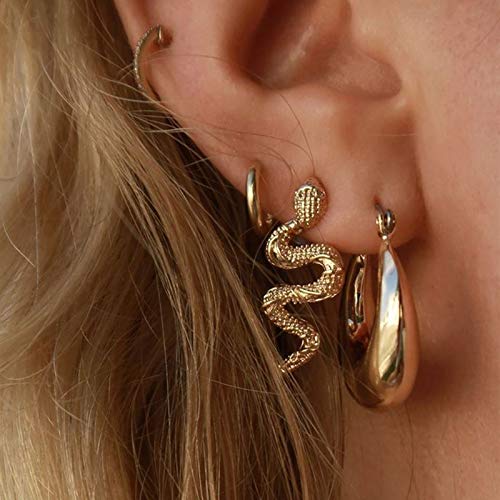 6 Pairs Gold Chunky Hoop Earrings Set for Women Hypoallergenic