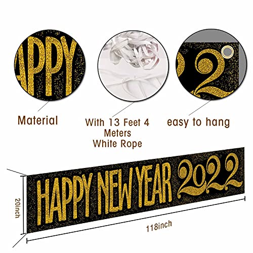 Happy New Year 2022 Yard Banner  Sign 118" x 20"