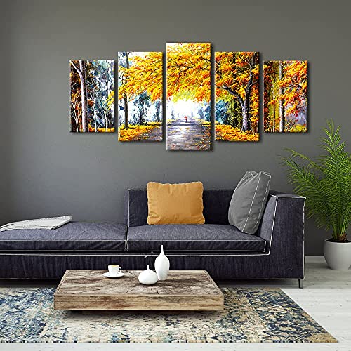 Modern Autumn Love Picture by Oil Paintings for Home Decor 5 Panels Framed