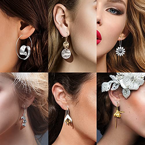 12 Pairs Small Dangle Hoop Drop Earrings for Women