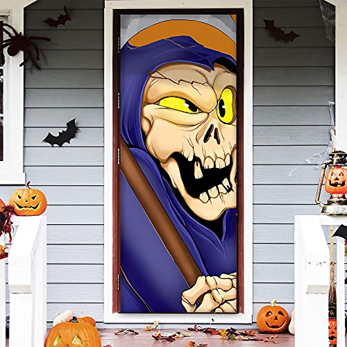 3D Design Scary Skeleton Door Cover for Halloween Skeleton Door, Window and Wall Cover