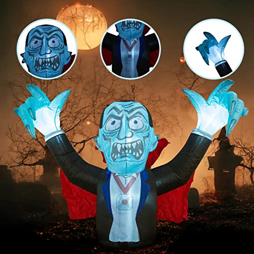 6.8 FT Halloween Inflatables Decorations Vampire w/ Red Cloak