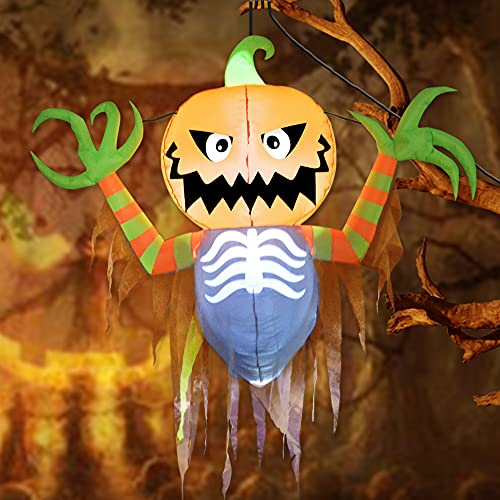 5.5 FT Halloween Inflatable Flying Monster Pumpkin w/ LEDs