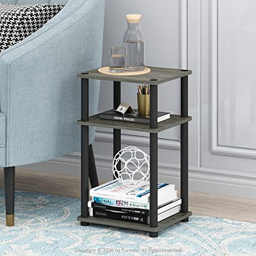 Just 3-Tier End Table, 1-Pack, French Oak Grey/Black