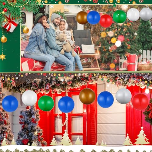 inflatable Christmas Balls Outdoor Christmas Decorations with Gold Hanging String Xmas Ornaments Balls