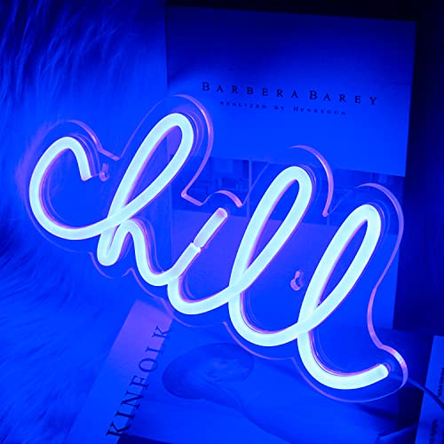 Chill Neon Sign Blue Led Neon Wall Light 14'' x 7''