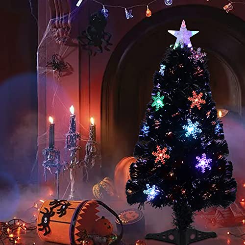 Pre-Lit Optical Fiber Christmas Artificial Tree w/ LED RGB Color Changing Lights