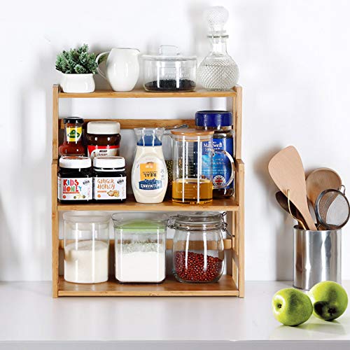 Bamboo Spice Rack Storage Shelves-2 & 3 Tier