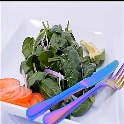 24pcs Rainbow Colored Stainless Steel Flatware Tableware Cutlery Set in attractive Black Gift Box