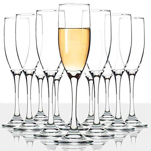 Classic Champagne Flutes, Set of 12, 6 Oz Premium