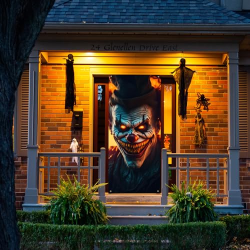 Evil Clown Ghost Door Cover Halloween Door Decorations