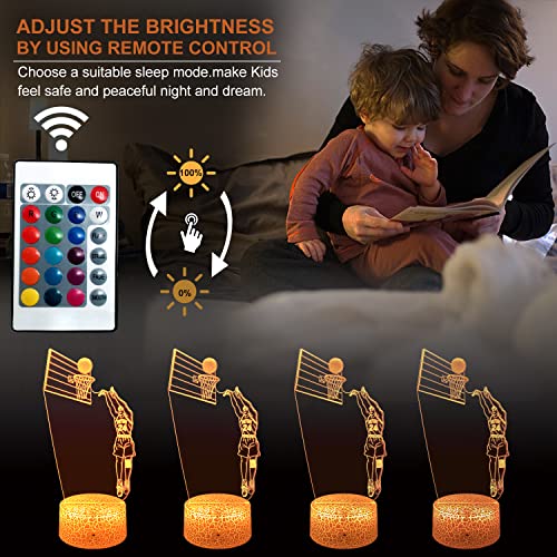 Basketball/Baseball Night Lights 16 Colors Change w/ Remote Control Optical Illusion Bedside Lamps