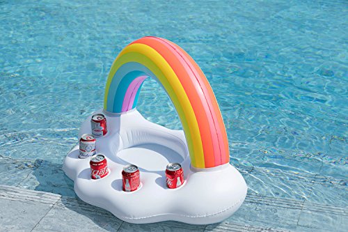 Inflatable Rainbow Cloud Drink Holder for Pool Float Party