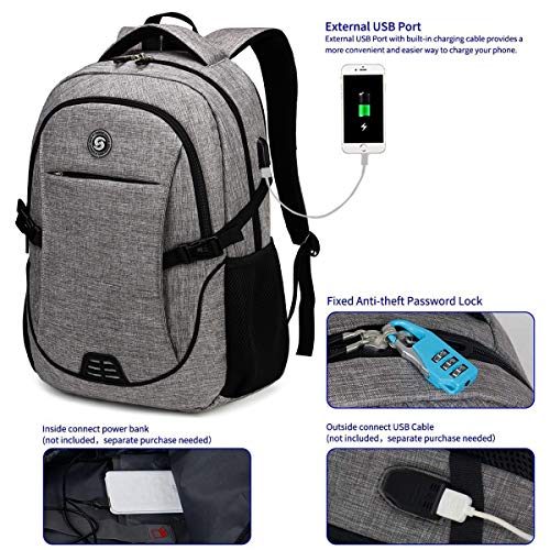 Anti Theft Laptop/Travel Backpacks Bookbag w/ USB Charging Port Fits 15.6 Inch Laptop