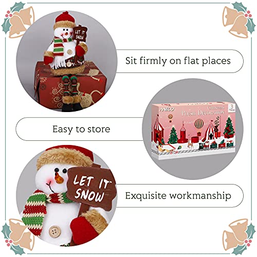 3 Pcs Christmas Sitting Santa Snowman Reindeer Decoration