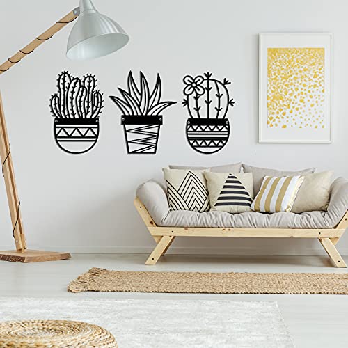 3 Pcs  Cactus Metal Wall Art Decoration